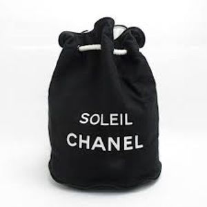 CHANEL 'Soleil' Black Canvas Bucket Bag